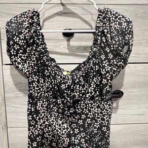 Elegant Black and White Floral Blouse